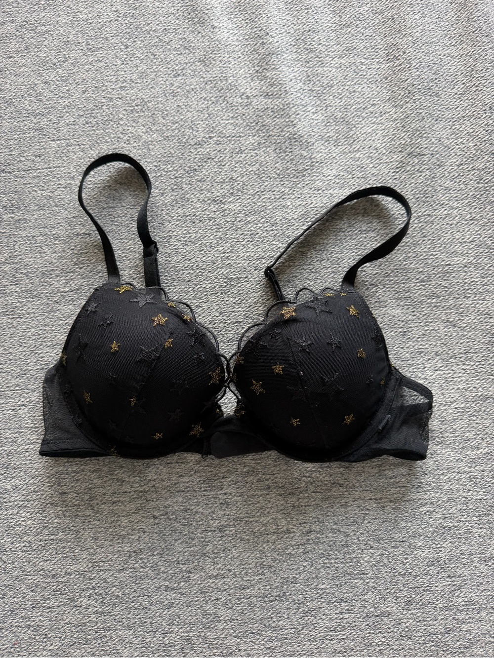 Victoria Secret Black Star-Embroidered Push-Up Bra